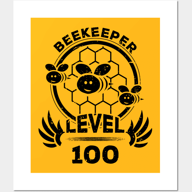 Level 100 Beekeeper Honey Fan Gift Wall Art by atomguy